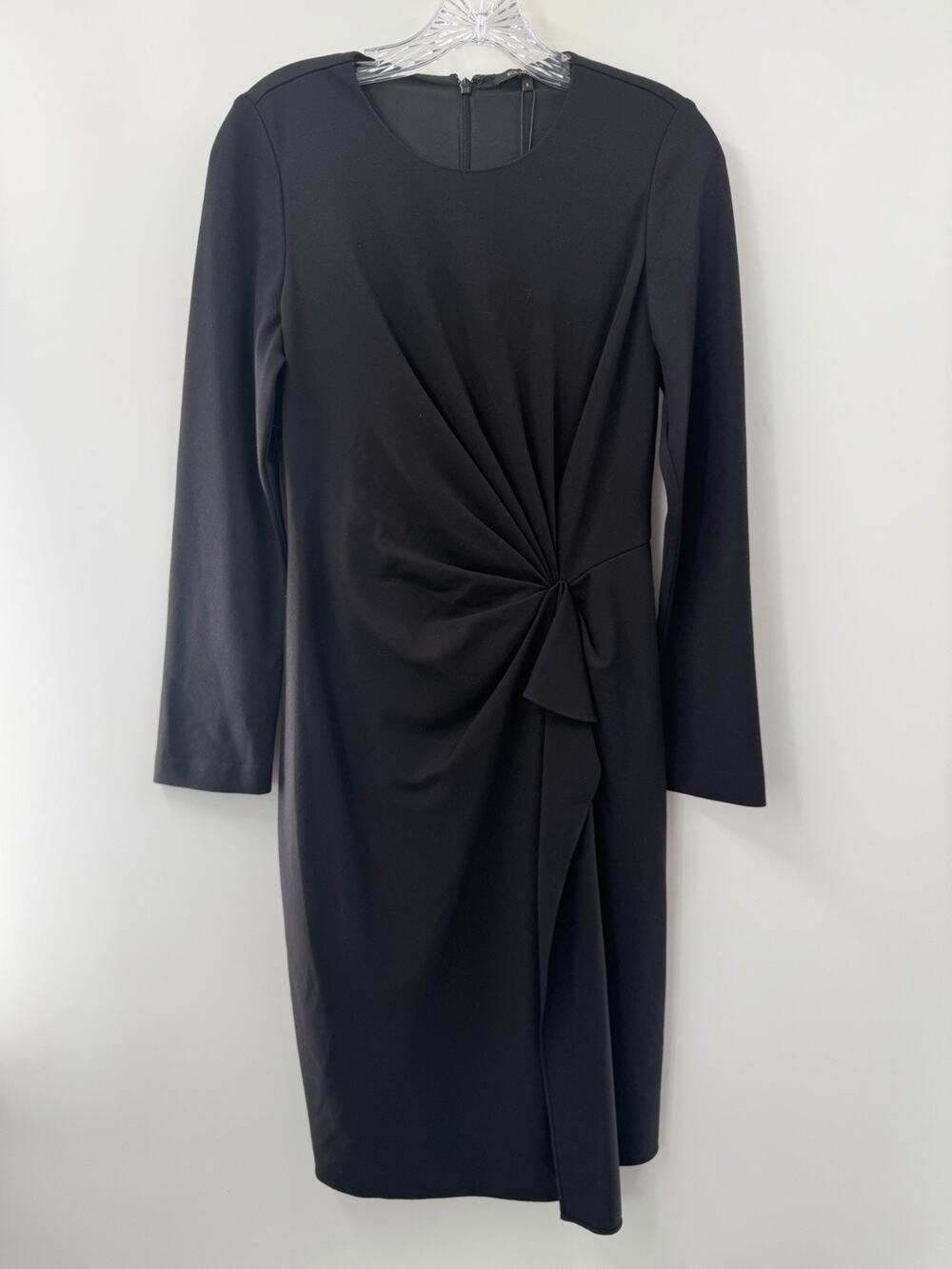 Kobi Halperin Joanna NWT Black Long Sleeve Ruched Sheath Dress Zipper Size S